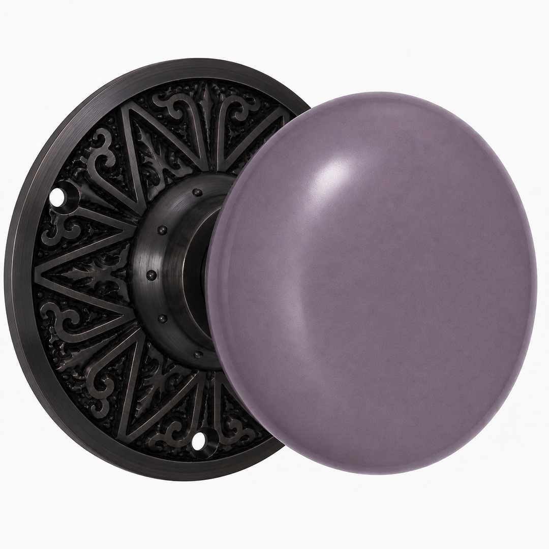 Lancaster Door Set With Grey Porcelain Knob (Several Finishes Available)