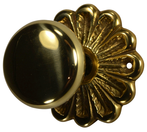 ##Antique Hardware## Maltesia Flower Rosette Door Set with Round Brass Door Knobs (Several Finishes Available)