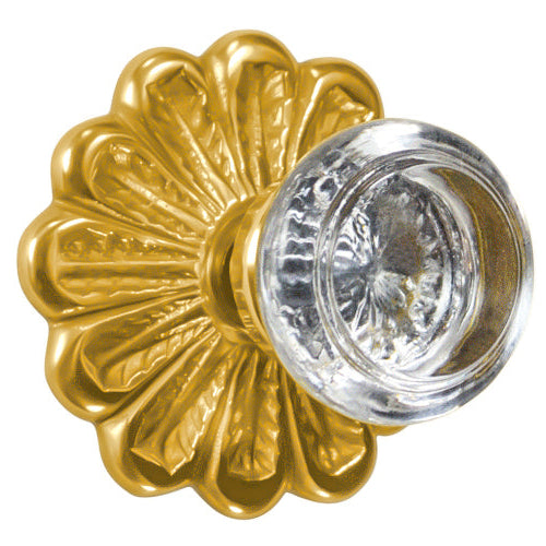Maltesia Flower Rosette Door Set with Round Clear Door Knobs (Several Finishes Available)