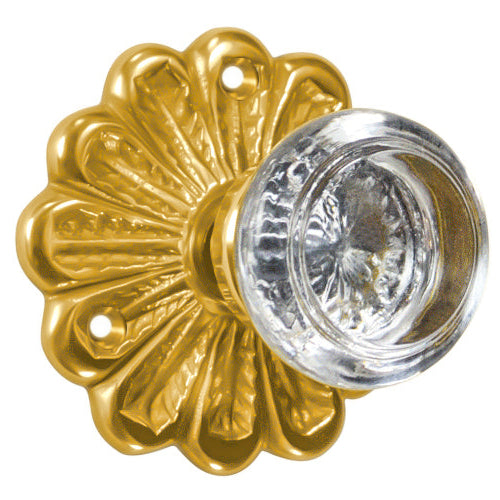 Maltesia Flower Rosette Door Set with Round Clear Door Knobs (Several Finishes Available)