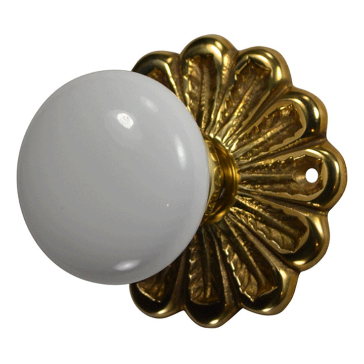 ##Antique Hardware## Maltesia Flower Rosette Door Set with White Porcelain Door Knobs (Several Finishes Available)