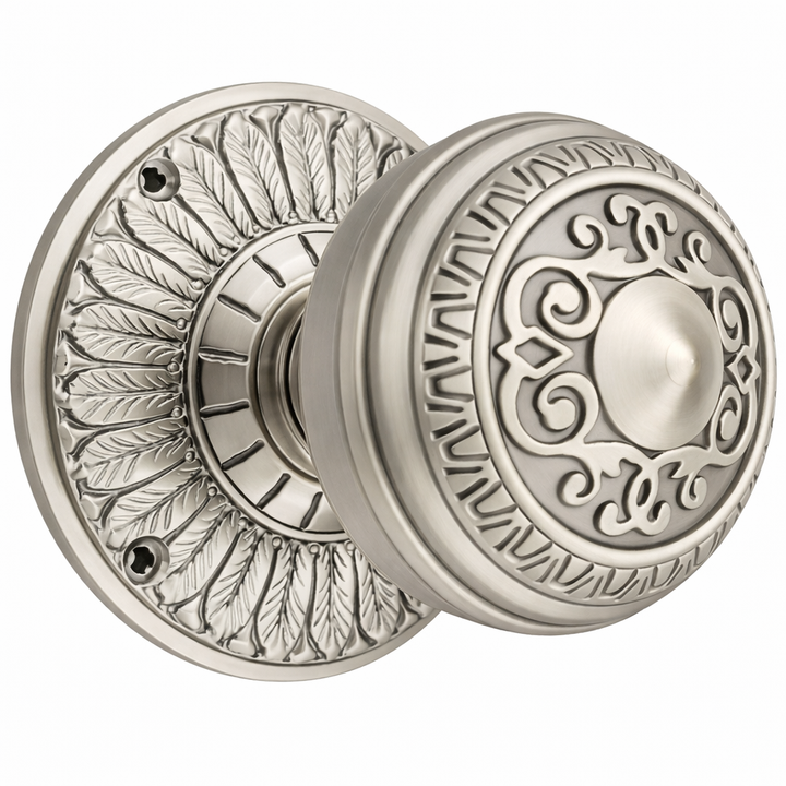 Feather Rosette Door Set with Egg & Dart Door Knobs (Several Finishes Available)