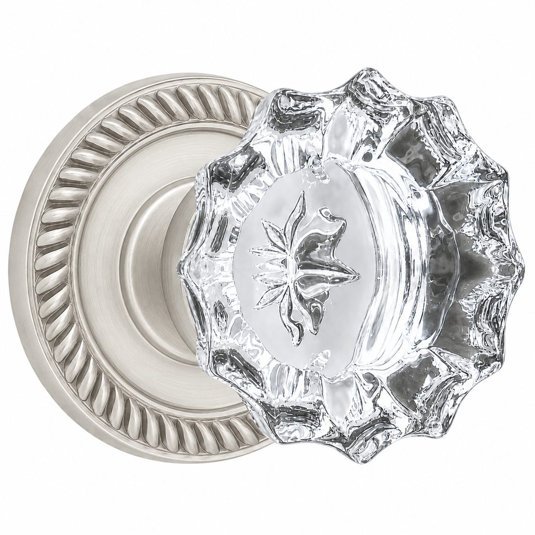 Traditional Georgian Roped Rosette Door Set with Fluted Crystal Door Knobs (Several Finishes Available)