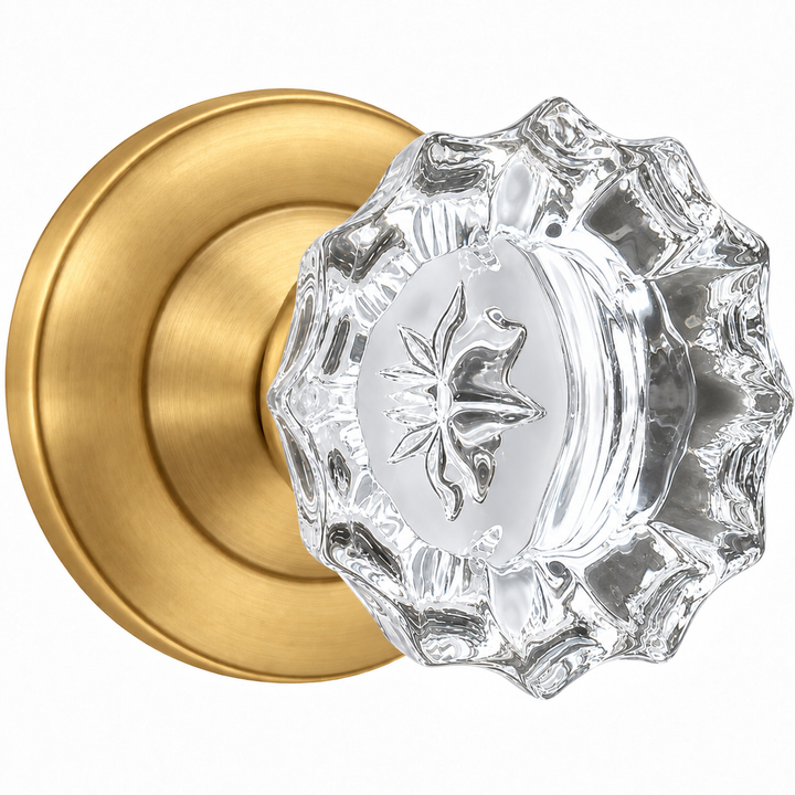 Magnifique® Classic Door Set with Crystal Fluted Knobs (Several Finishes Available)