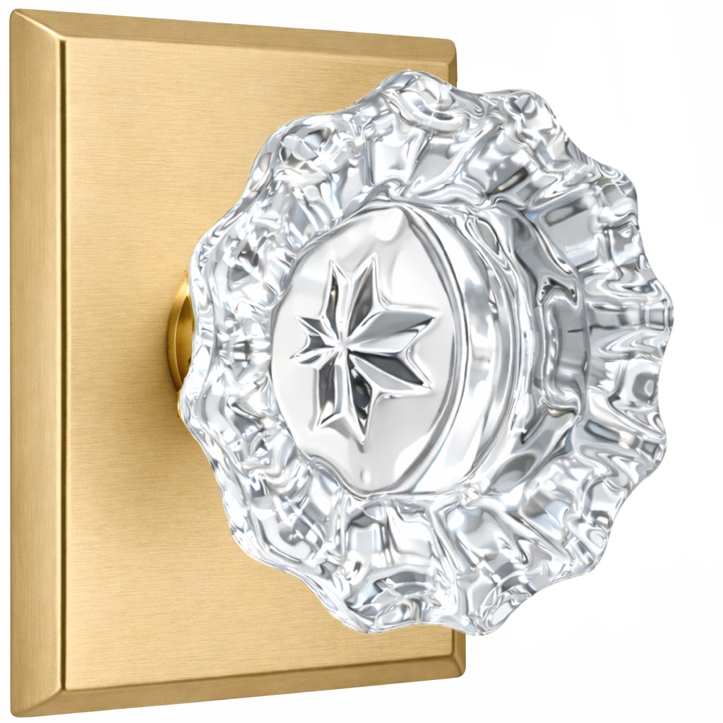 Magnifique® Rectangular Door Set with Crystal Fluted Knobs (Several Finishes Available)