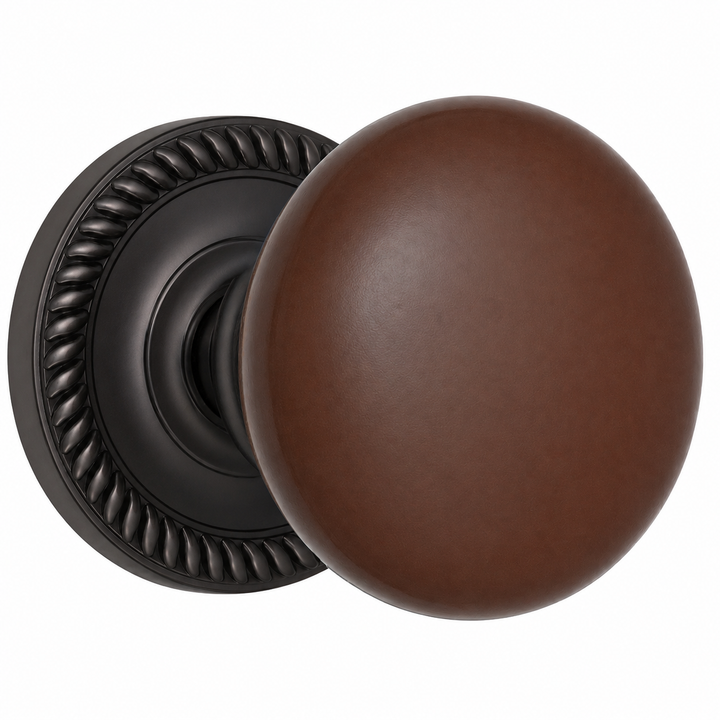 Traditional Brown Porcelain Door Knob with Georgian Roped Rosette (Several Finishes Available)