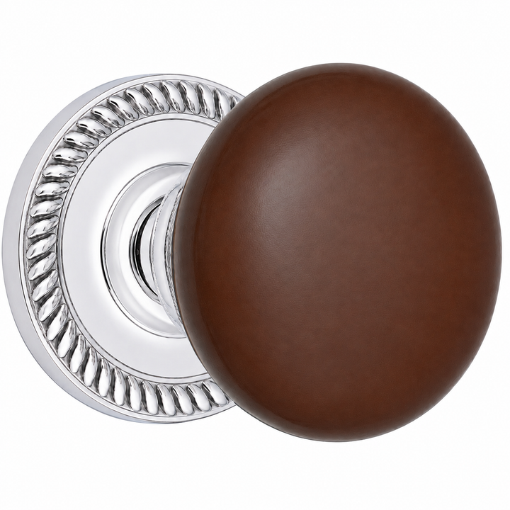 Traditional Brown Porcelain Door Knob with Georgian Roped Rosette (Several Finishes Available)