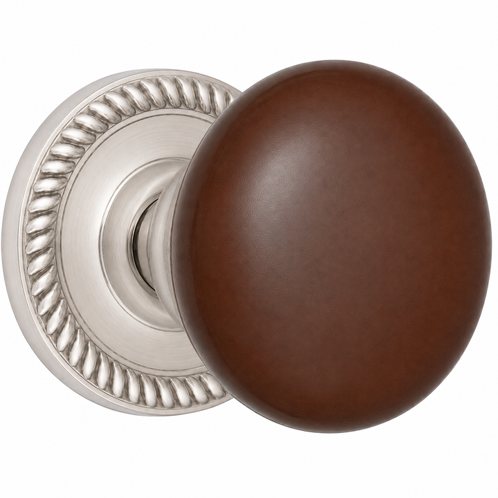 Traditional Brown Porcelain Door Knob with Georgian Roped Rosette (Several Finishes Available)