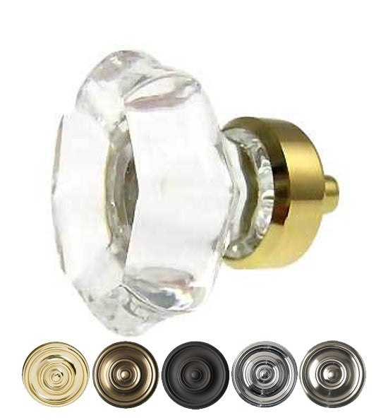 ##Antique Hardware## 1 3/8 Inch Crystal Clear Octagon Old Town Cabinet and Furniture Knob