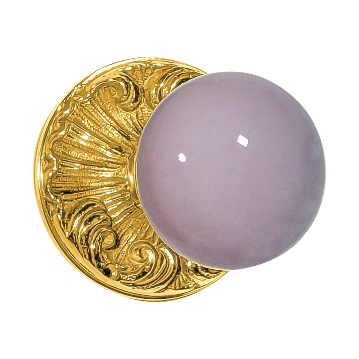 Grey Porcelain Door Knob Set with Romanesque Rosette (Several Finishes Available)