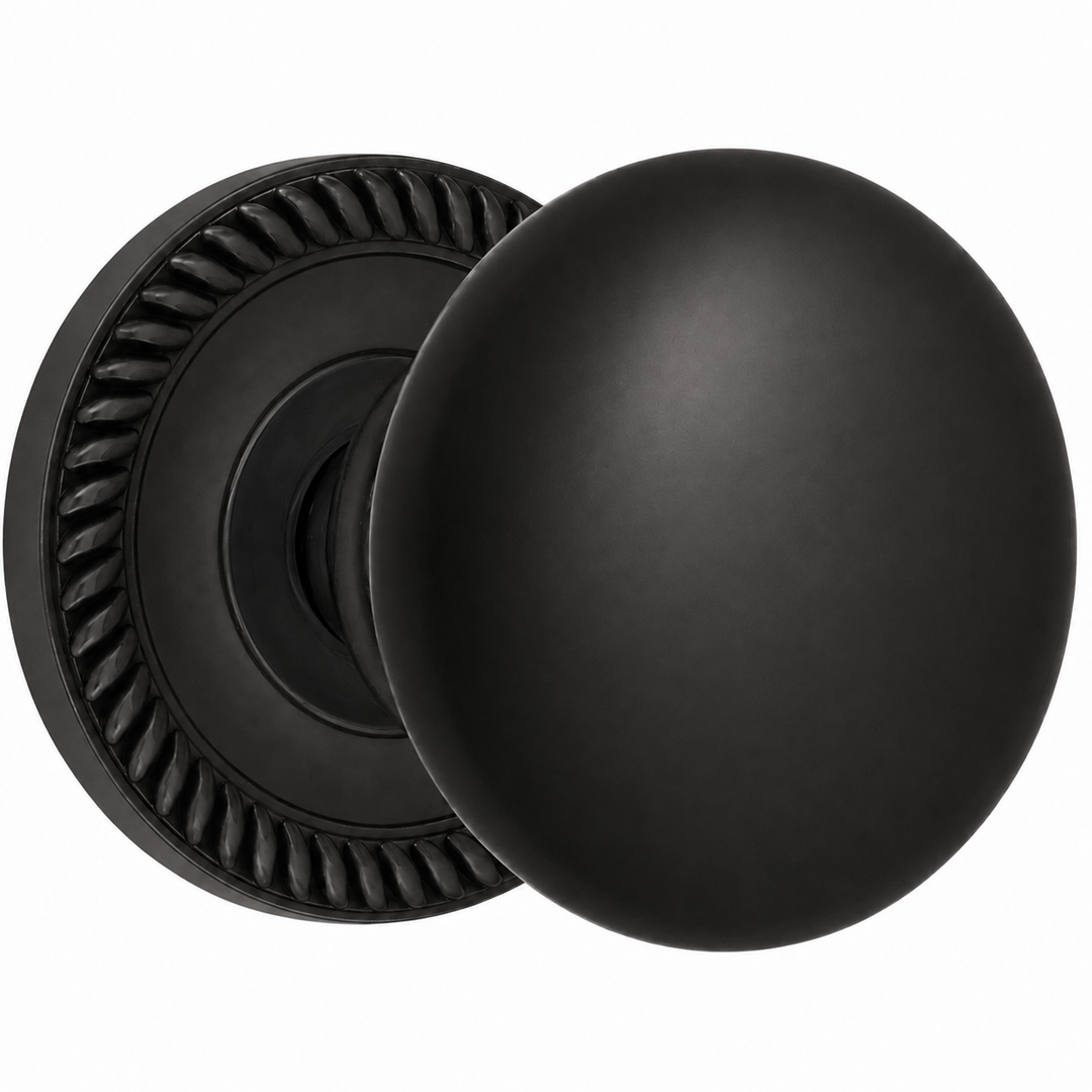Traditional Georgian Roped Rosette Door Set with Black Porcelain Door Knobs (Several Finishes Available)
