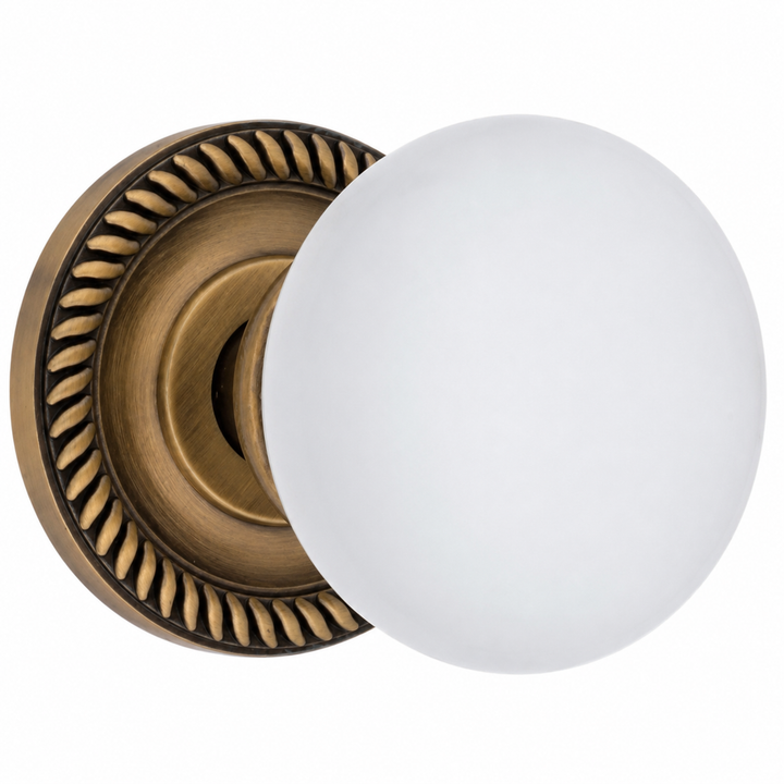Traditional Georgian Roped Rosette Door Set with White Porcelain Door Knobs (Several Finishes Available)