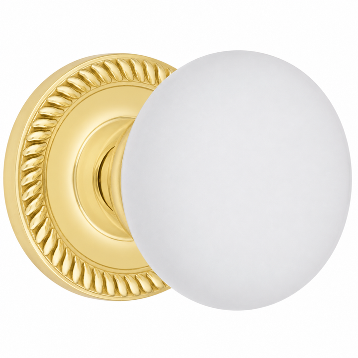 Traditional Georgian Roped Rosette Door Set with White Porcelain Door Knobs (Several Finishes Available)