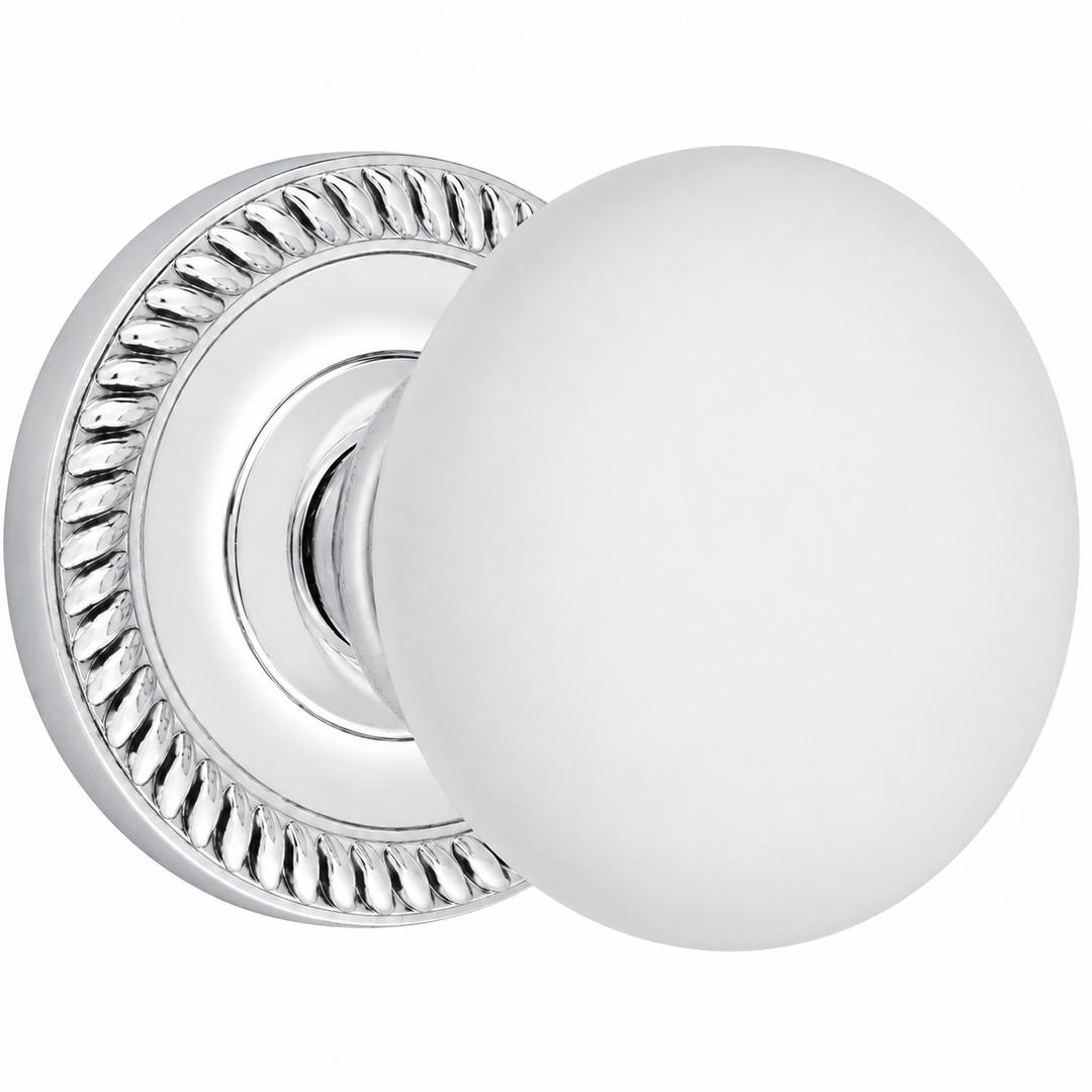 Traditional Georgian Roped Rosette Door Set with White Porcelain Door Knobs (Several Finishes Available)