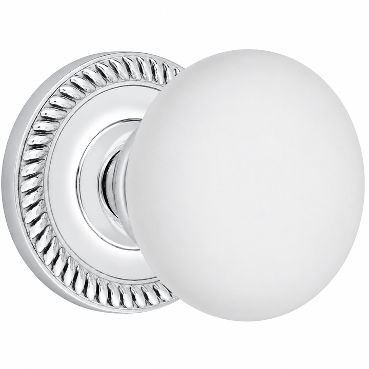 Traditional Georgian Roped Rosette Door Set with White Porcelain Door Knobs (Several Finishes Available)