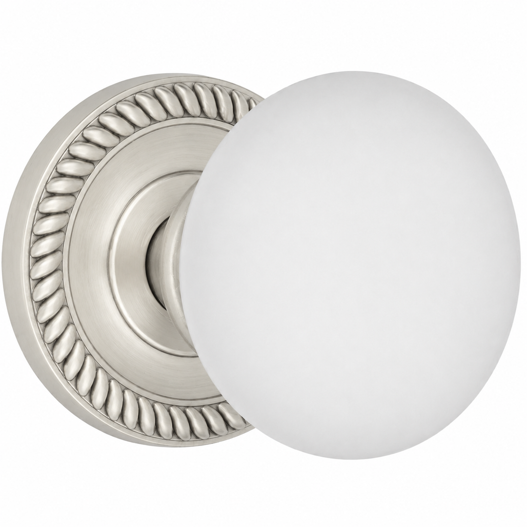 Traditional Georgian Roped Rosette Door Set with White Porcelain Door Knobs (Several Finishes Available)