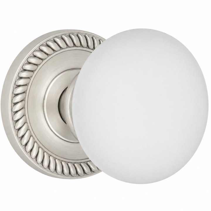 Traditional Georgian Roped Rosette Door Set with White Porcelain Door Knobs (Several Finishes Available)