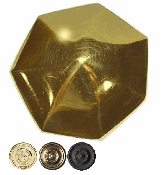 ##Antique Hardware## 1 3/8 Inch Solid Brass Heptagonal Cabinet & Furniture Knob