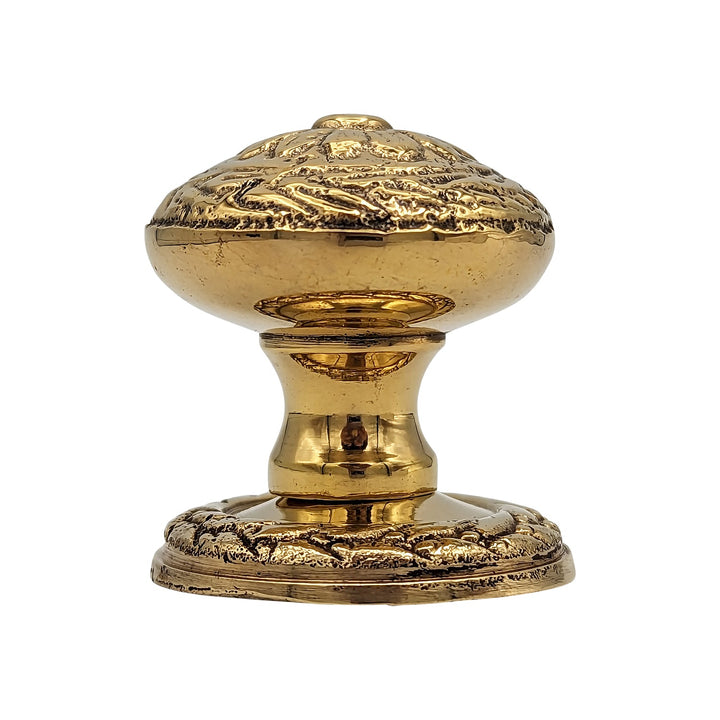 ##Antique Hardware## 1 1/4 Inch Ornate Floral Round Solid Brass Cabinet & Furniture Knob