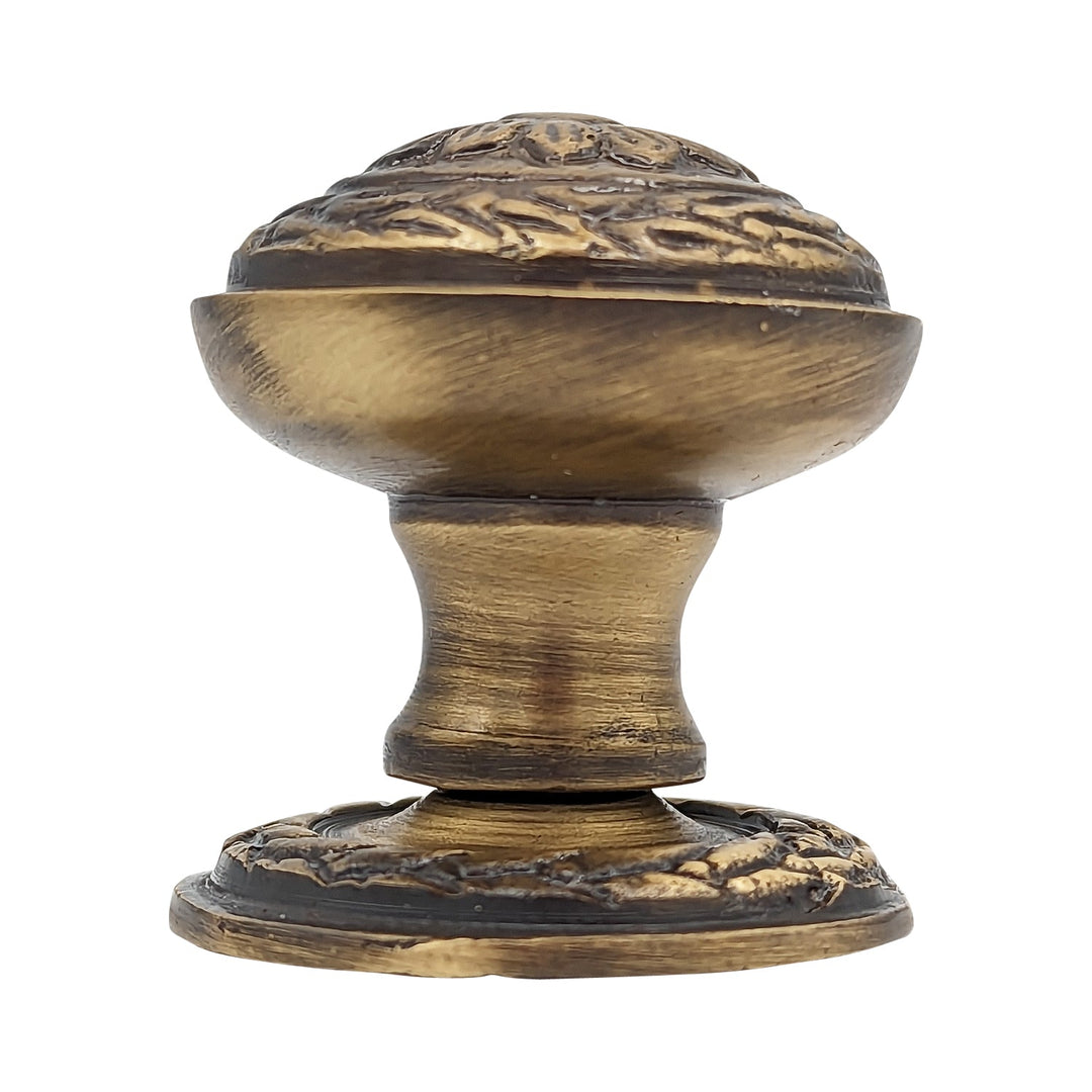 ##Antique Hardware## 1 1/4 Inch Ornate Floral Round Solid Brass Cabinet & Furniture Knob