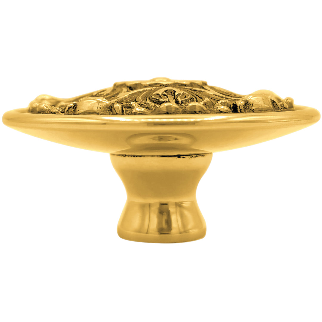 2 Inch Solid Brass Victorian Floral Cabinet & Furniture Knob (Several Finishes Available)