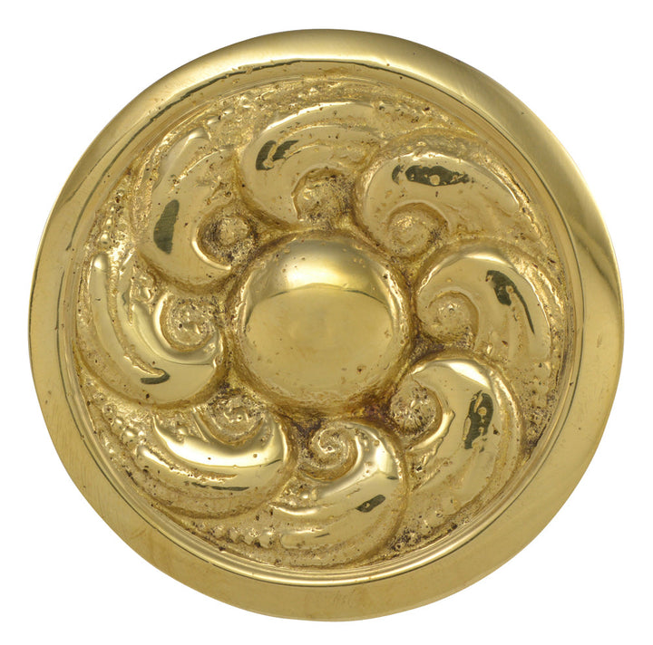 ##Antique Hardware## 1 7/8 Inch Solid Brass Round Ocean Waves Cabinet & Furniture Knob