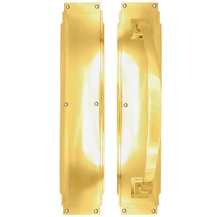 14 Inch Solid Brass Art Deco Skyscraper Push & Pull Set (Several Finishes Available)