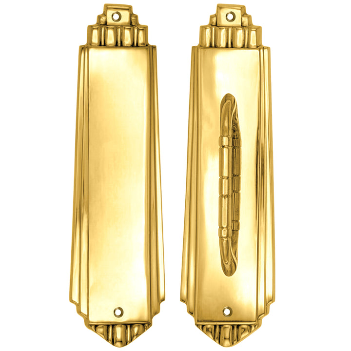 9 Inch Tall Art Deco Style Brass Push And Pull Plate (Several Finishes Available)