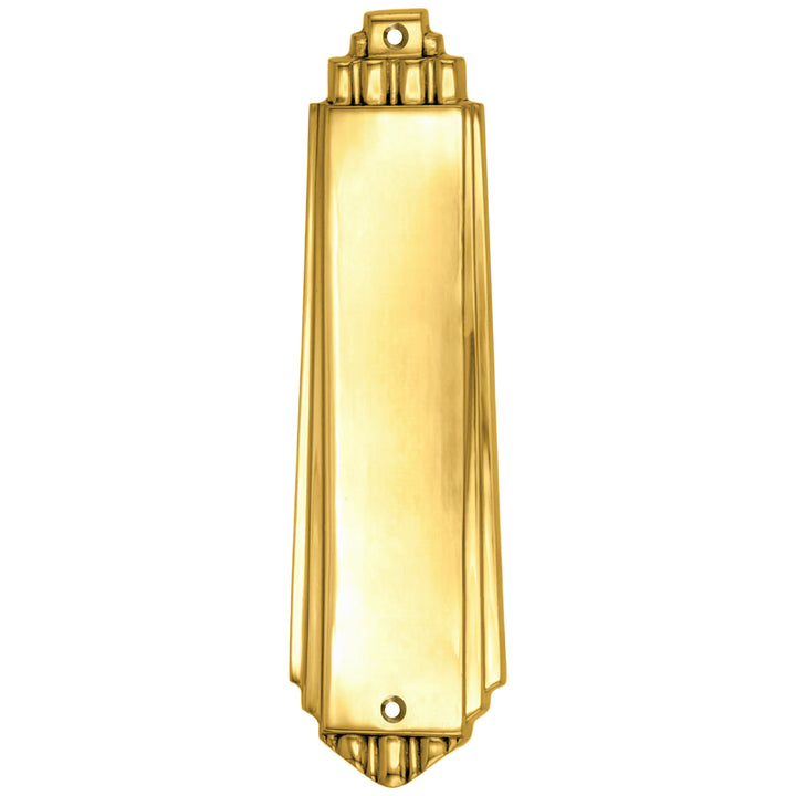 9 Inch Tall Art Deco Style Brass Push Plate (Several Finishes Available)