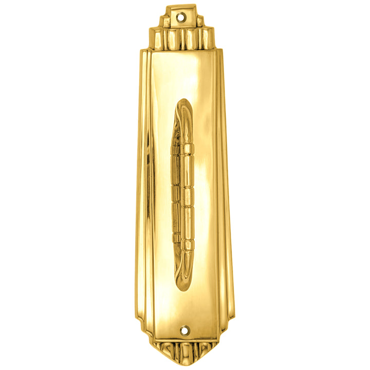 9 Inch Tall Art Deco Style Brass Pull Plate (Several Finishes Available)