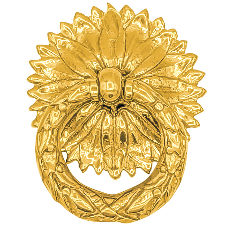 2 Inch Solid Brass Radiant Leaves Ring Pull