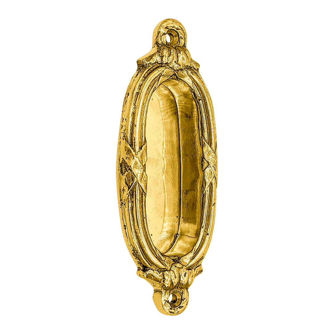 4 1/3 Inch Solid Brass Ribbon & Reed Door Pull (Several Finishes Available)