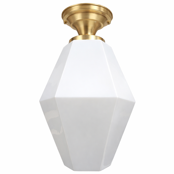 Geometric Faceted Glass Semi-Flush Standard Light (Several Finishes Available)