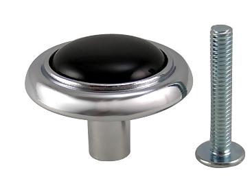 ##Antique Hardware## 1 1/4 Inch Chrome & Black Ceramic Round Button Cabinet & Furniture Knob