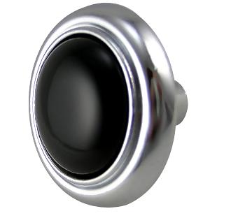 ##Antique Hardware## 1 1/4 Inch Chrome & Black Ceramic Round Button Cabinet & Furniture Knob