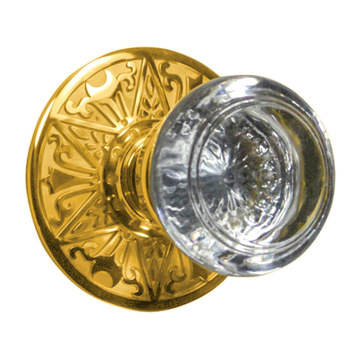 Eastlake Rosette Door Set with Crystal Round Door Knobs (Several Finishes Available)