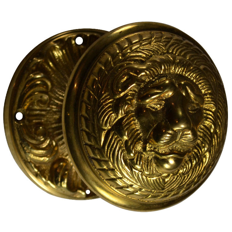 ##Antique Hardware## Romanesque Rosette Door Set with Lion Door Knobs (Several Finishes Available)