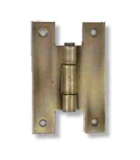 ##Antique Hardware## 2 1/2 Inch Metal Hinges: Pair of Antique Brass Metal Hinges - H Type