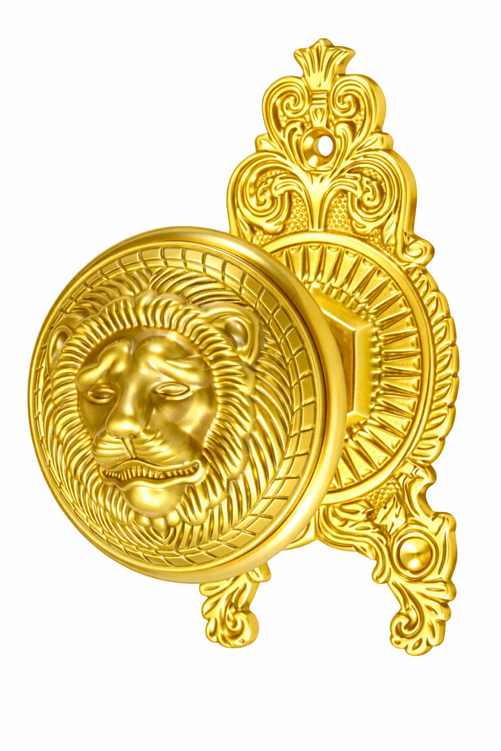 Ornate Victorian Rosette Door Set with Lion Door Knob (Several Finishes Available)