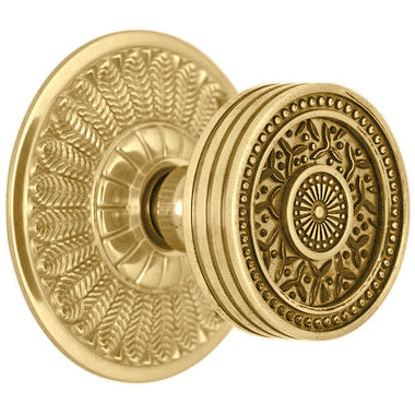 Feather Rosette Door Set with Rice Pattern Door Knobs (Several Finishes Available)