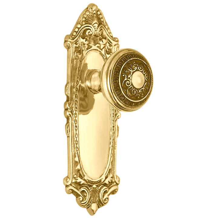 Ornate Victorian Long Backplate Door Set with Egg & Dart Door Knobs (Several Finishes Available)