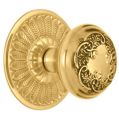 Feather Rosette Door Set with Floral Leaf Door Knobs (Several Finishes Available)
