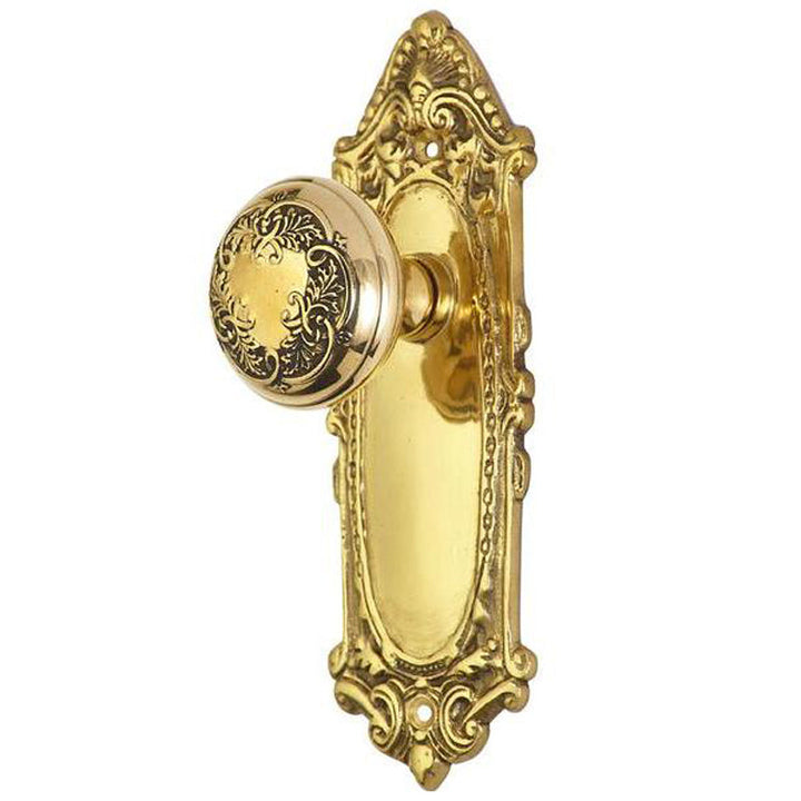 ##Antique Hardware## Ornate Victorian Long Backplate Door Set with Floral Leaf Door Knobs (Several Finishes Available)