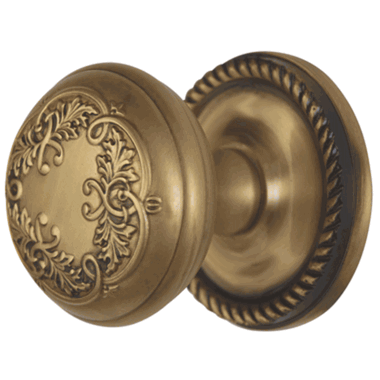 ##Antique Hardware## Georgian Roped Rosette Door Set with Floral Leaf Door Knobs (Several Finishes Available)