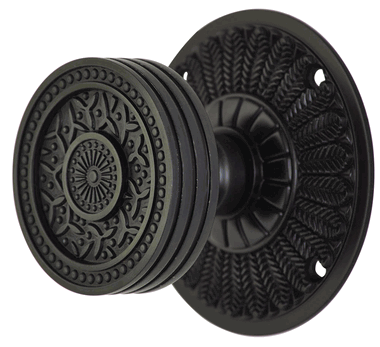 ##Antique Hardware## Feather Rosette Door Set with Rice Pattern Door Knobs (Several Finishes Available)