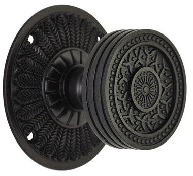 Feather Rosette Door Set with Rice Pattern Door Knobs (Several Finishes Available)