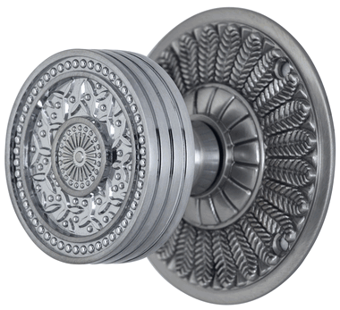 ##Antique Hardware## Feather Rosette Door Set with Rice Pattern Door Knobs (Several Finishes Available)