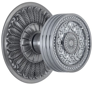 Feather Rosette Door Set with Rice Pattern Door Knobs (Several Finishes Available)
