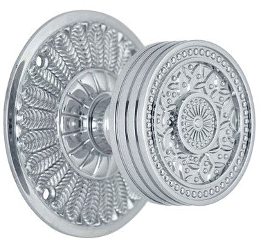 Feather Rosette Door Set with Rice Pattern Door Knobs (Several Finishes Available)