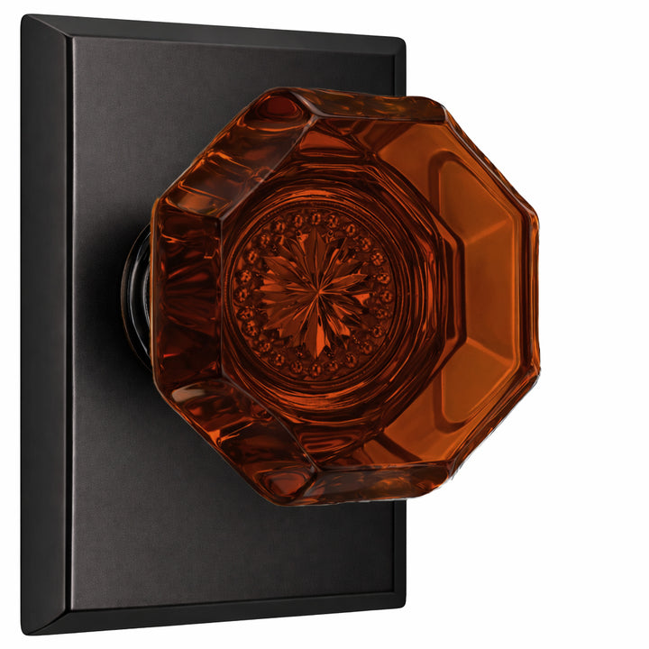Magnifique® Rectangular Door Set with Amber Glass Knobs (Several Finishes Available)